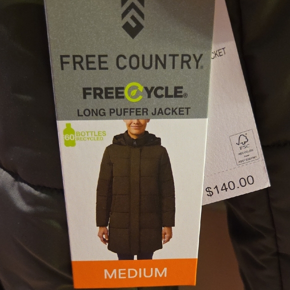 Free Country Jackets & Blazers - Free Country Green Long Puffer Jacket